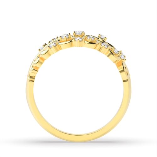 4 Prong Round Yellow Gold Designer twigs Unique Engagement Rings