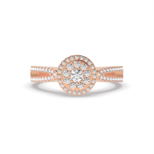 4 Prong Round Rose Gold Luminary pledge Halo Engagement Rings