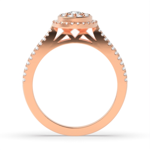 4 Prong Round Rose Gold Luminary pledge Halo Engagement Rings
