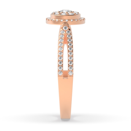 4 Prong Round Rose Gold Luminary pledge Halo Engagement Rings