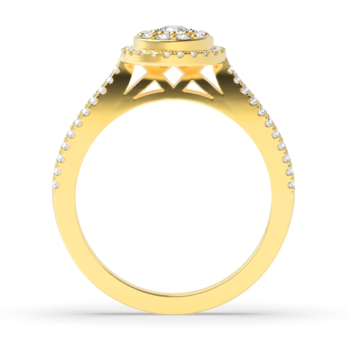 4 Prong Round Yellow Gold Luminary pledge Halo Engagement Rings