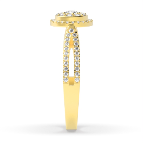 4 Prong Round Yellow Gold Luminary pledge Halo Engagement Rings