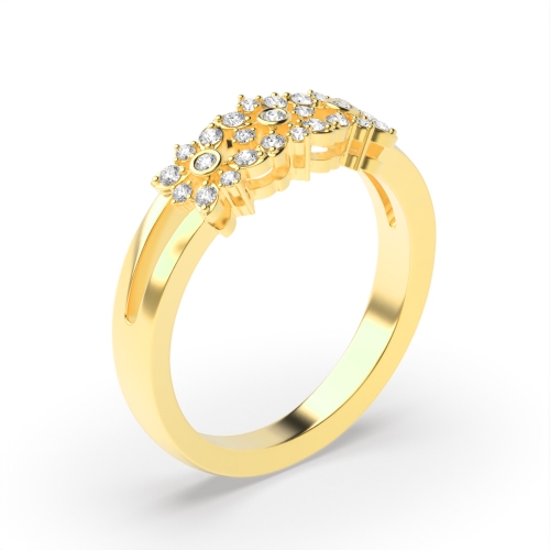 4 Prong Round Yellow Gold Angelic Unique Engagement Rings