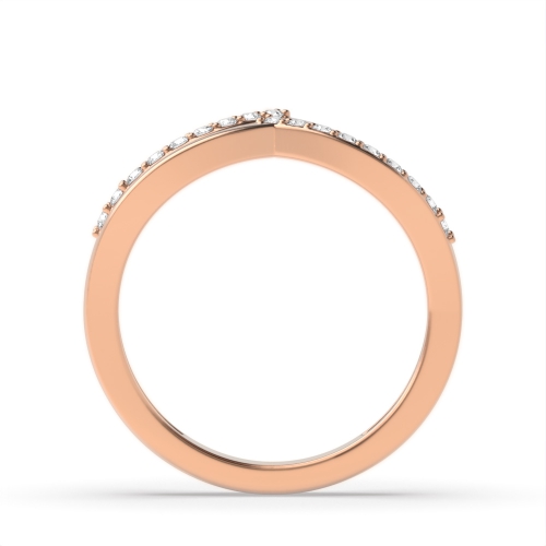 4 Prong Round Rose Gold 2 row Women's Shaped Diamond Rings