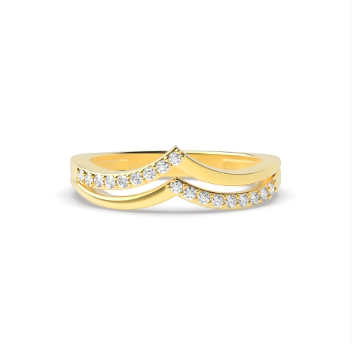 4 Prong Round Yellow Gold 2 row Eternity Diamond Rings