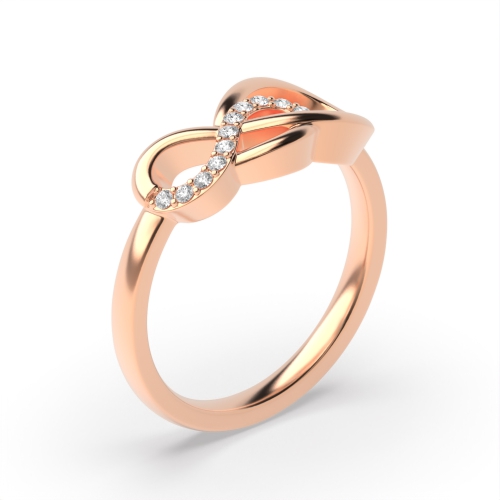 4 Prong Round Rose Gold Enfinity Band Diamond Rings