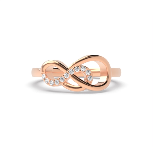 4 Prong Round Rose Gold Enfinity Band Diamond Rings