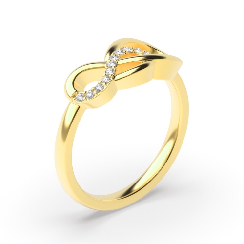 4 Prong Round Yellow Gold Enfinity Band Diamond Rings