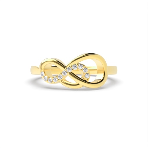 4 Prong Round Yellow Gold Enfinity Band Diamond Rings
