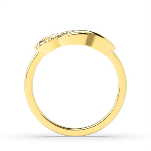 4 Prong Round Yellow Gold Enfinity Band Diamond Rings