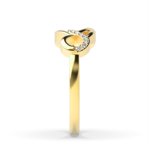 4 Prong Round Yellow Gold Enfinity Band Diamond Rings