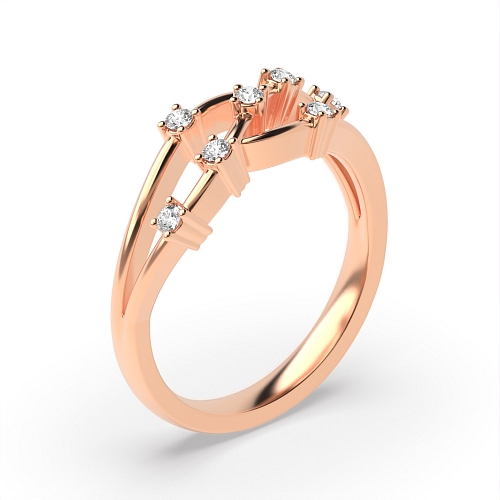 4 Prong Round Rose Gold Vow circle Women's Shaped Wedding Rings & Bands