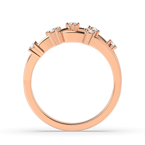 4 Prong Round Rose Gold Vow circle Women's Shaped Wedding Rings & Bands