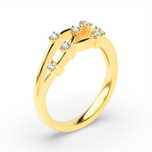 4 Prong Round Yellow Gold Vow circle Wedding Rings & Bands