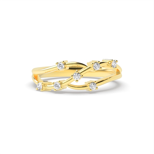 4 Prong Round Yellow Gold Vow circle Wedding Rings & Bands