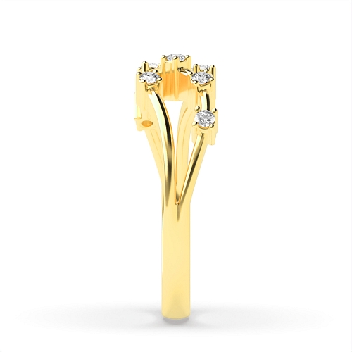4 Prong Round Yellow Gold Vow circle Wedding Rings & Bands