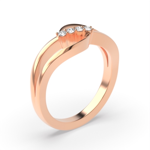 4 Prong Round Rose Gold Promise orbit Diamond Rings