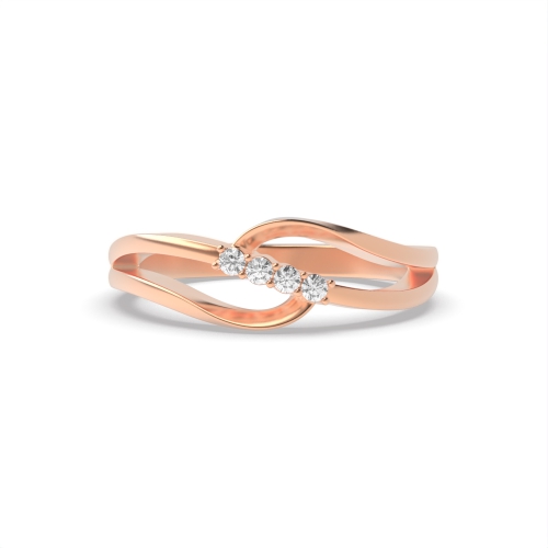 4 Prong Round Rose Gold Promise orbit Diamond Rings