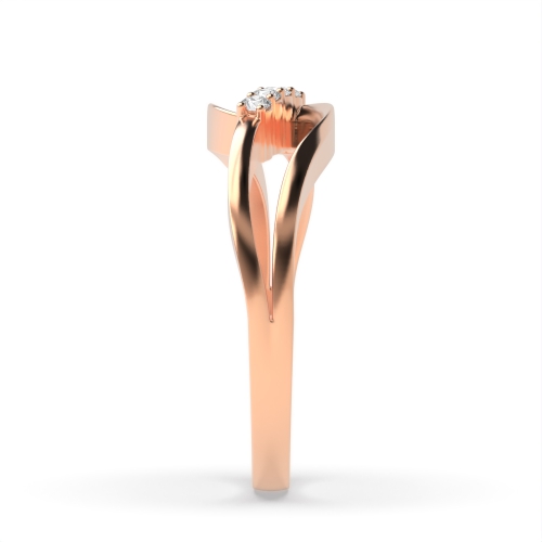 4 Prong Round Rose Gold Promise orbit Diamond Rings