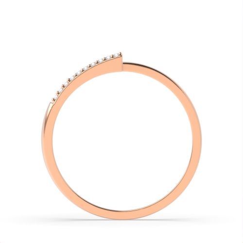 4 Prong Round Rose Gold 2 row Diamond Band Engagement Rings