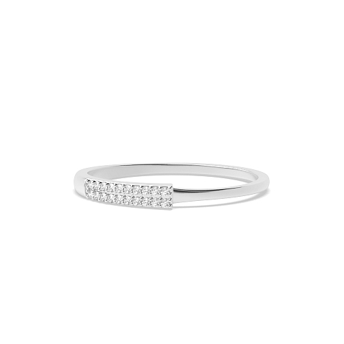 4 Prong Round White Gold 2 row Diamond Band Engagement Rings