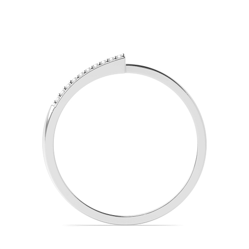4 Prong Round White Gold 2 row Diamond Band Engagement Rings
