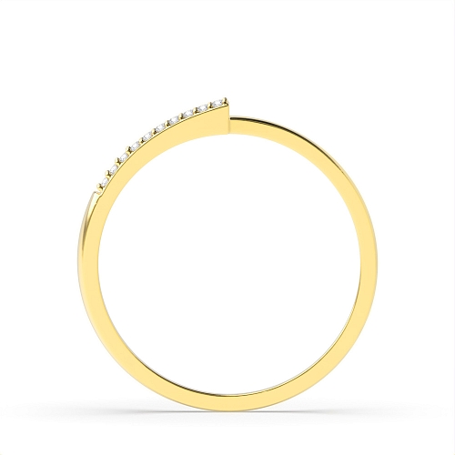 4 Prong Round Yellow Gold 2 row Diamond Band Engagement Rings