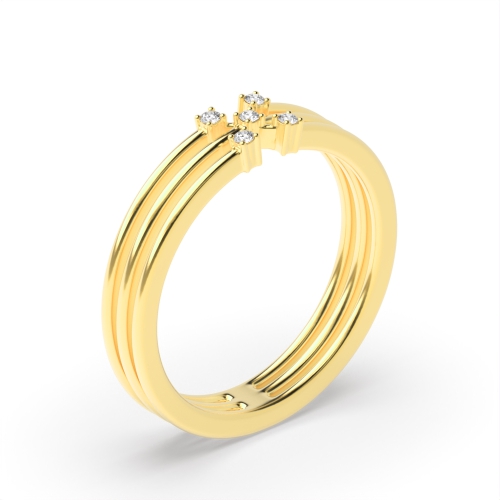 4 Prong Round Yellow Gold Affinity ring Band Diamond Rings