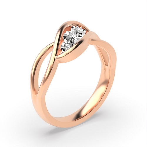 Bezel Setting Round Rose Gold Illusion set Engagement Rings