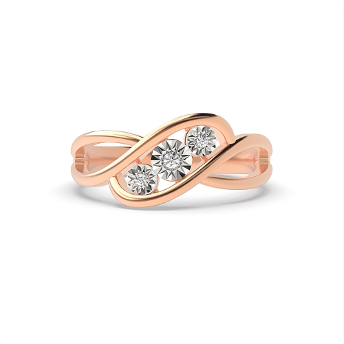Bezel Setting Round Rose Gold Illusion set Engagement Rings