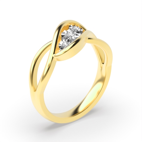 Bezel Setting Round Yellow Gold set Illusion Set Engagement Rings