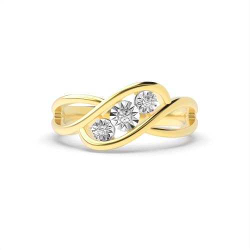Bezel Setting Round Yellow Gold set Illusion Set Engagement Rings