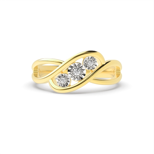 Bezel Setting Round Yellow Gold Illusion set Engagement Rings