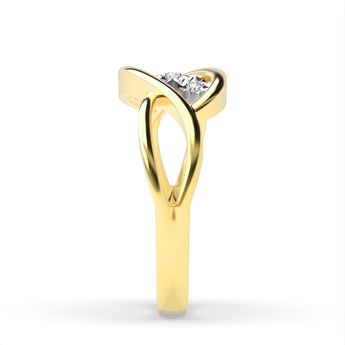 Bezel Setting Round Yellow Gold Illusion set Engagement Rings