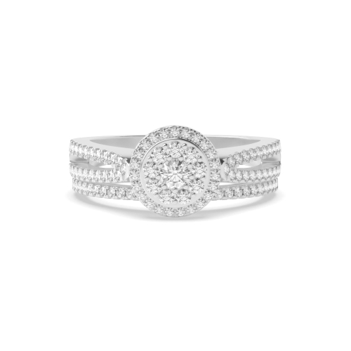 4 Prong Round Platinum Matching band Halo Engagement Rings