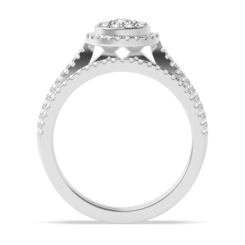 4 Prong Round Platinum Matching band Halo Engagement Rings