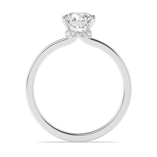 4 Prong Round Hidden Halo delicate shoulder Moissanite Engagement Rings