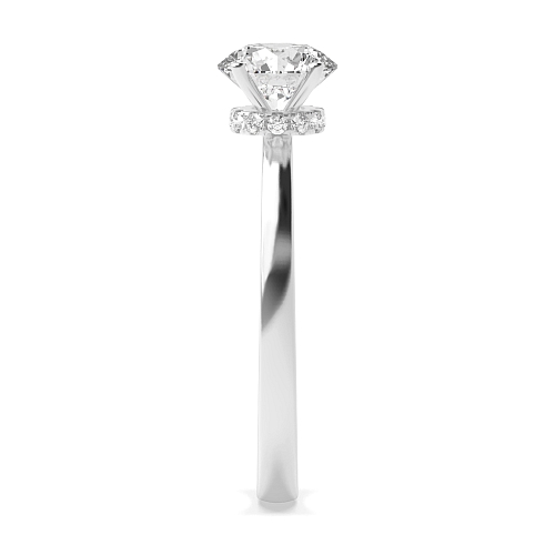 4 Prong Round Hidden Halo delicate shoulder Moissanite Engagement Rings