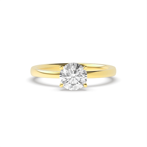 4 Prong Round Yellow Gold Hidden Halo delicate shoulder Engagement Rings