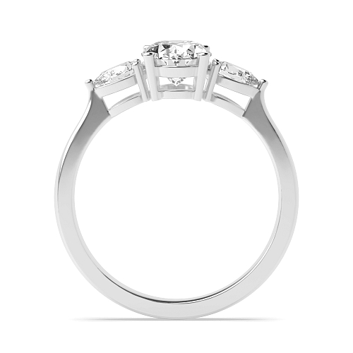 4 Prong Oval/Pear Classic basket Trilogy Engagement Rings