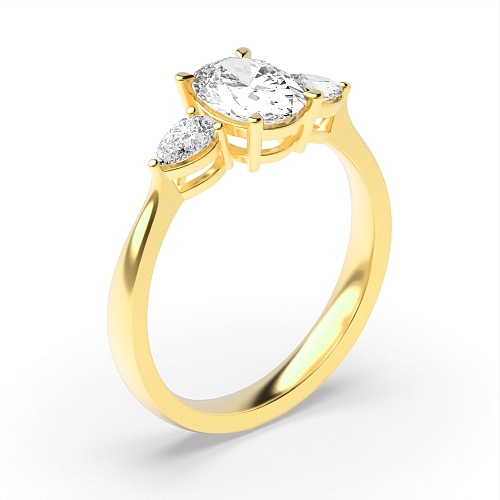 Oval/Pear Yellow Gold Classic basket Engagement Rings