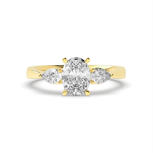 Oval/Pear Yellow Gold Classic basket Engagement Rings
