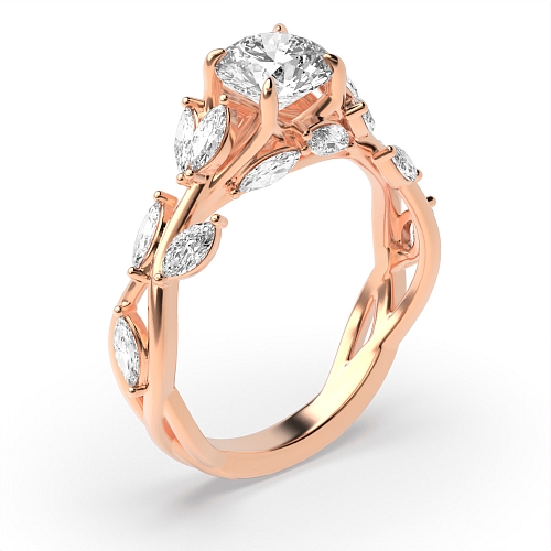 Round Rose Gold Brilliance Vintage Wedding Engagement Rings