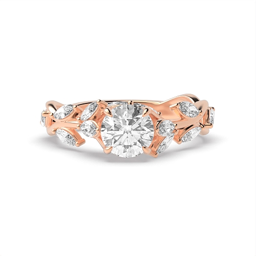 Round Rose Gold Brilliance Vintage Wedding Engagement Rings