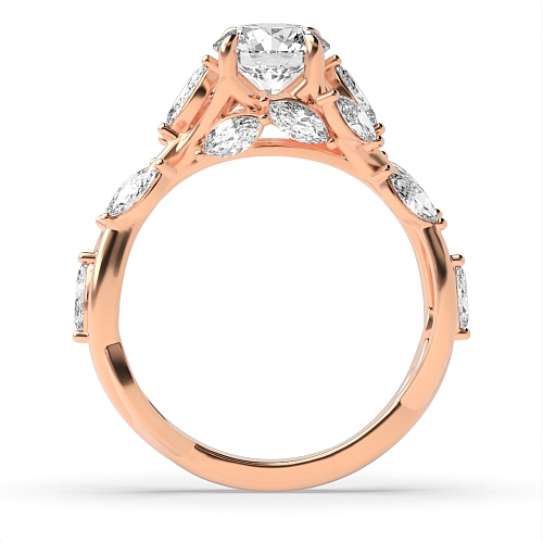 Round Rose Gold Brilliance Vintage Wedding Engagement Rings
