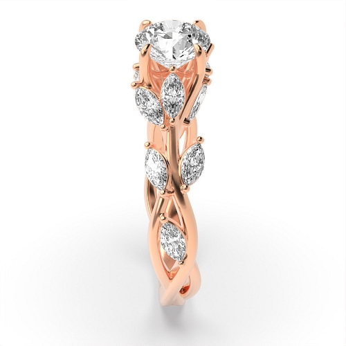 Round Rose Gold Brilliance Vintage Wedding Engagement Rings