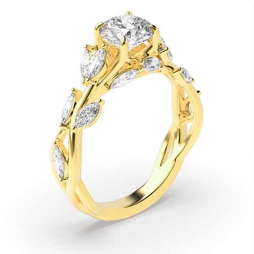 Round Yellow Gold Brilliance Vintage Engagement Rings