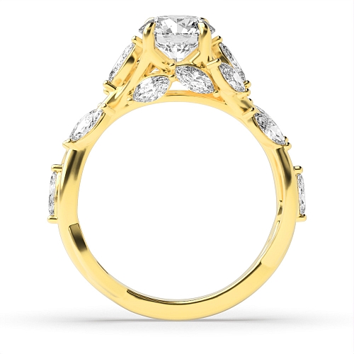 Round Yellow Gold Brilliance Vintage Engagement Rings