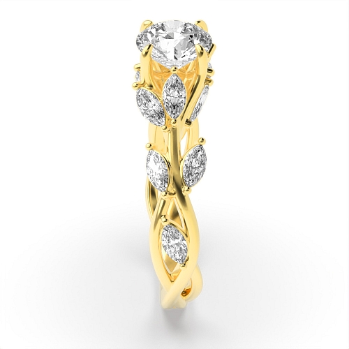 Round Yellow Gold Brilliance Vintage Engagement Rings