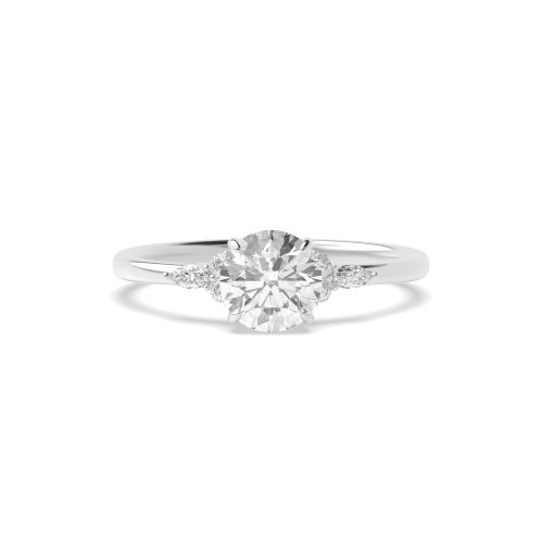 4 Prong Round Modern Side Set Solitaire Diamond Ring